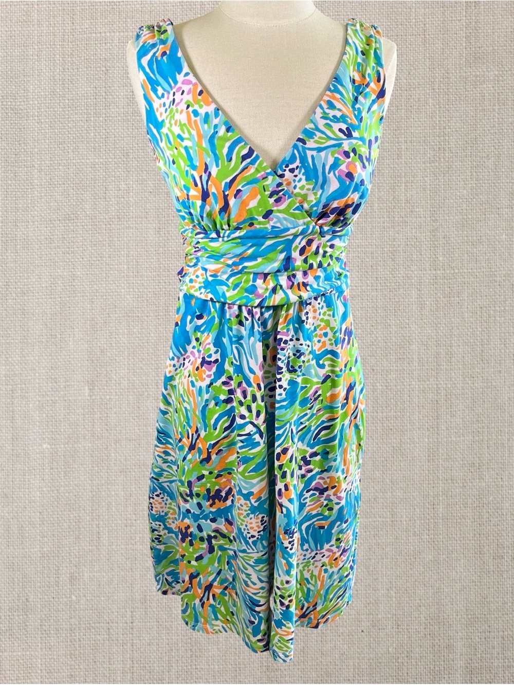 Lilly Pulitzer Shianne Multicolor Abstract Print Dress in Green, Blue & Orange